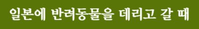 일본에 반려동물을 데리고 갈 때
